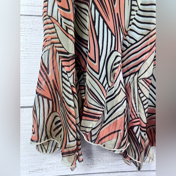 NWT Dana Buchman Abstract Leaf Midi Ruffle Hem Lined Silk Skirt Size 10 💗 - Picture 3 of 6